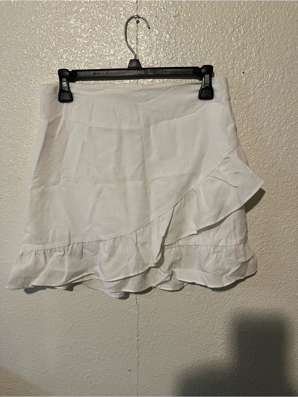 Express White Ruffle Wrap-Style Mini Skirt